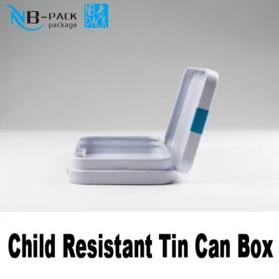 Scatola in stagno scatola in stagno Mini coperchio rettangolare incernierato a prova di bambino Scatola di imballaggio in stagno resistente ai bambini