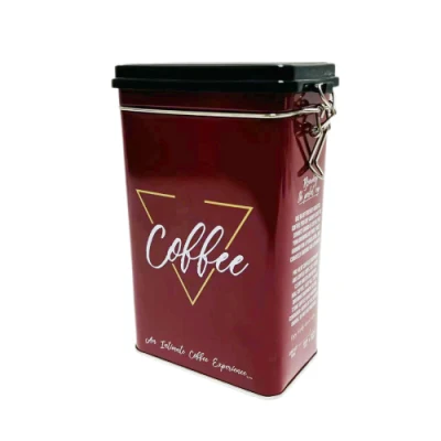 OEM ODM produzione imballaggio tinplate contenitore rettangolare in metallo alto Stagno per caffè di qualità con valvola di degasaggio