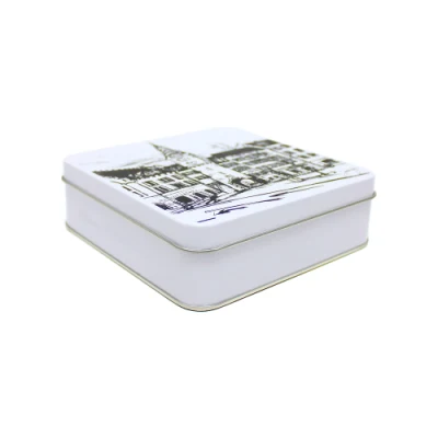 Contenitore per conservazione Tinworld di dimensioni personalizzate in metallo quadrato con placcatura in stagnatura Confezione di lattina decorativa Emboss Tin Box per alimenti