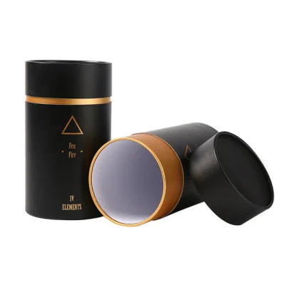 Confezione di cartone Luxury Gold & Black confezione tubo confezione cilindrica Box può con logo personalizzato