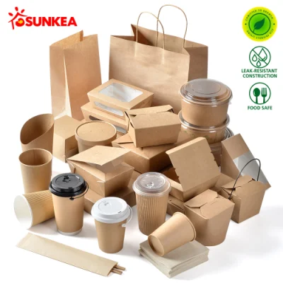 800 ml 900 ml 1000 ml di carta stampata biodegradabile monouso Takeaway Fast Emballage Scatola per confezionamento di alimenti