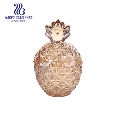 Unfading Ion elettroplated Golden decorative ananas forma vetro vaso caramella Con coperchio