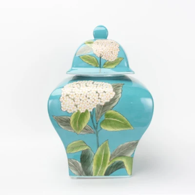  J152 porcellana giapponese pittura a mano Blue Flower vaso decorazione primavera Contenitori vasetti in ceramica per l′arredamento domestico