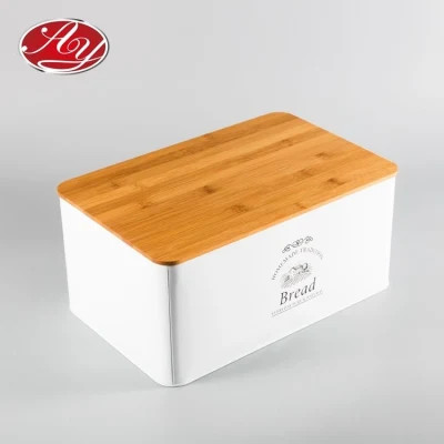 Coperchio in legno cucina domestica forno da forno da forno rettangolo pane metallo grande Scatola di stagno