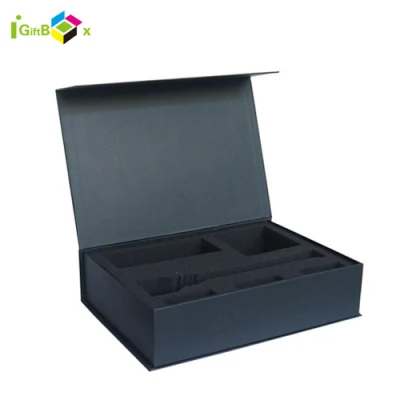  Confezione regalo in cartone di lusso nera con logo personalizzato e chiusura magnetica Confezione del prodotto Design Packaging Packaging imballaggio scatola personalizzata con EVA Inserto in espanso