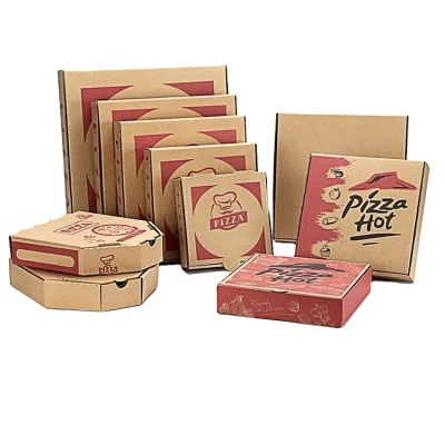 Cina Commercio all′ingrosso personalizzato stampato buona qualità tutte le dimensioni colore Kraft Cartone ondulato cibo Pizza confezione con logo