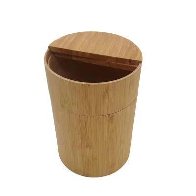 Cestino di bambù ecologico con coperchio rotante piccolo cestino di garage
