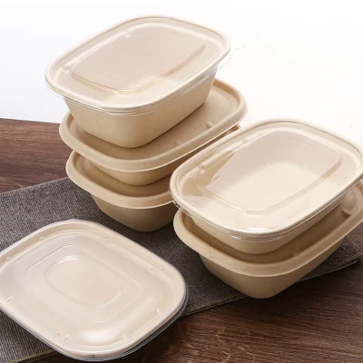 Contenitore biodegradabile monouso da 32 oz, scatola per pranzo in carta, Burger compostabile Confezione alimentare monouso con canna da zucchero da asporto