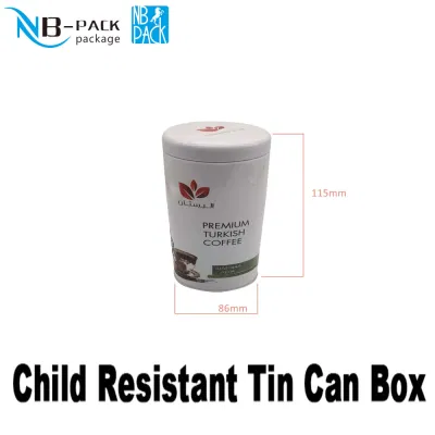 Resistente ai bambini, Cr bianco piccolo e sottile contenitore in metallo Vasetto in lattina per confezioni di lattine da tè sciolte e spezie