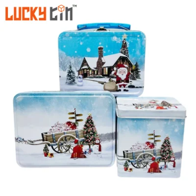  Luckytin Factory contenitore personalizzato per tinplate rettangolare Natale confezione regalo metallo Scatola di barattoli di biscotti al cioccolato caramelle