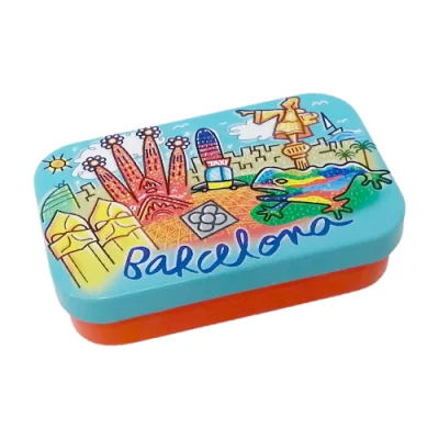  Stampa personalizzata lattina resistente ai bambini latta corta con angoli rettangolari in rilievo in metallo Scatola Mini Tin Case di migliore qualità