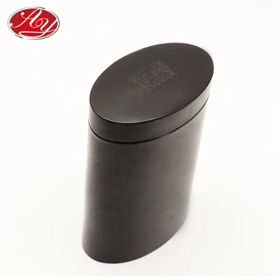 Modello personalizzato stampato ovale tè caffè fagioli cibo dono metallo Contenitore nero scatola in stagno contenitore in stagno