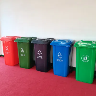 Bidoni in plastica riciclata mobili a colori personalizzati in HDPE Virgin da 240 litri Cestino rifiuti rifiuti rifiuti grandi Parco contenitore rifiuti