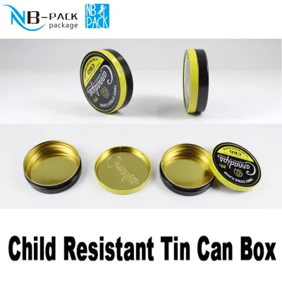Design personalizzato promozionale piccoli tini rotondi in metallo resistente all′infanzia riciclabili resistenti ai bambini Lattine per confezionamento sicuro