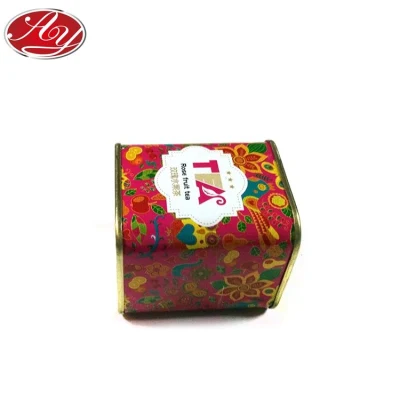  Colorato stampato su misura tè alla frutta Rosa caffè Hawaii cocktail Square Caramella cibo regalo stoccaggio imballaggio grande metallo stagno Tin Scatola