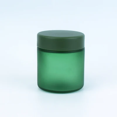 Confezione personalizzata Logo stampato 1 Oz 2 Oz 3 Oz 4 vasi Oz in vetro opaco verde con lato dritto e bambino Coperchio resistente