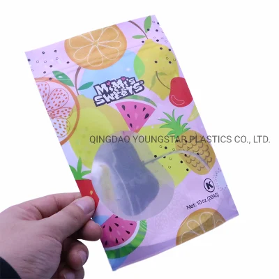  Confezione alimentare in plastica Stand up Mylar Ziplock Window Door Bag Per biscotti alla frutta cippati odore olio a tenuta ermetica resistente al bambino Custodia