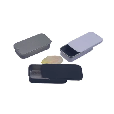 50X25X10mm vuoto piatto nero bianco in metallo Case pillola scatola di menta Mini stagno metallico con parte superiore scorrevole