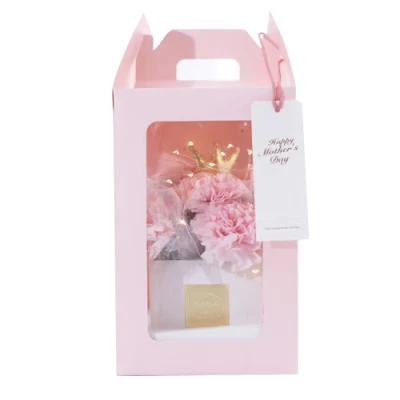 Confezione di carta rosa per fiori di qualità superiore per le feste Kraft con Maniglia
