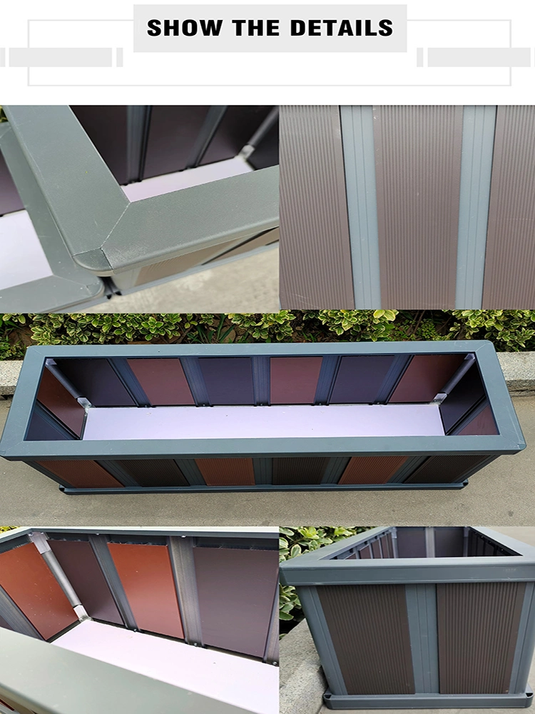 Custom Large Outdoor Public Metal Rectangle Aluminum Alloy Planter Box