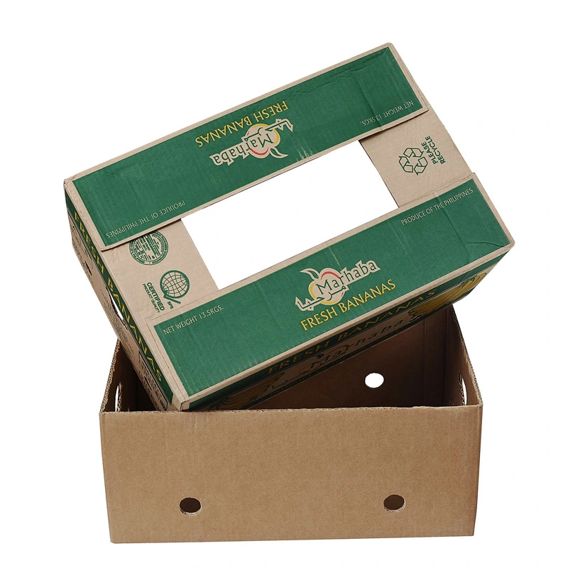 Custom Design Printed Fruit Packaging Vegetable Carton Corrugated Banana Box with Lid
