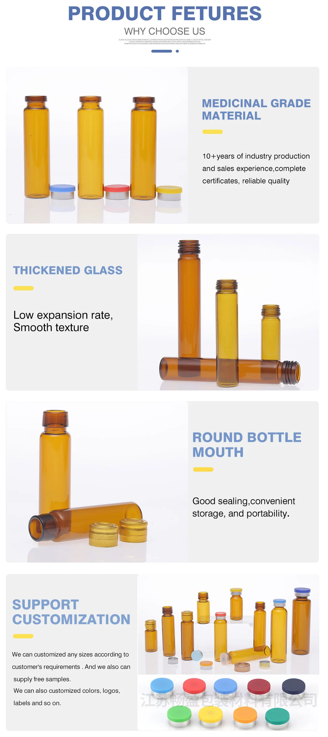 10ml Medical Oral Solution Amber Clear Glass Bottle Child Proof Packaging Glass Tube with Metal Cap