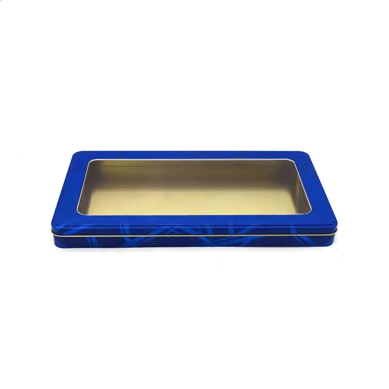 Factory Wholesale Large Rectangular Metal Containers Gift Tin Boxes Transparent Window