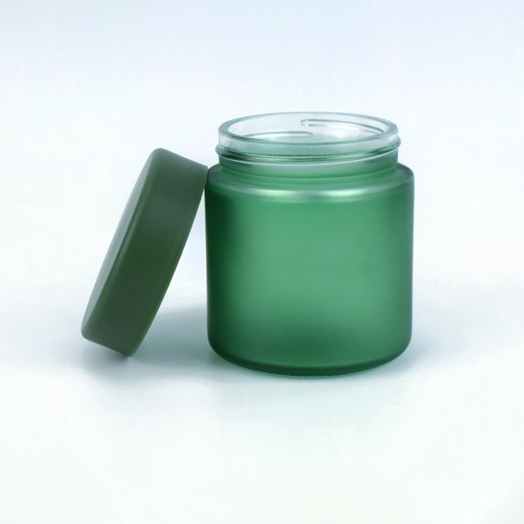 Custom Packaging Logo Printed 1 Oz 2 Oz 3 Oz 4 Oz Straight Sided Green Matt Glass Jars with Child Resistant Lid