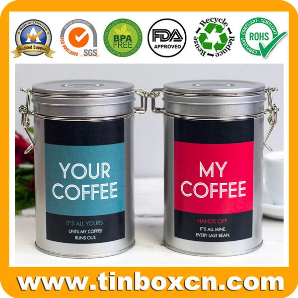 Empty Round Food Packaging Box Metal Coffee Tin Container