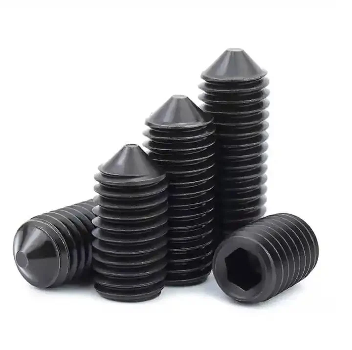 Black Carbon Steel Headless Hex Recessed with Cone Point Set Screws DIN914