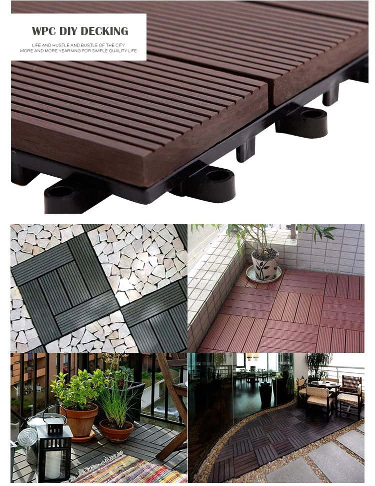 Best Price Made in China Home Decoration Building Material Bathroom Kitchen Flooring Tile Wood Plastic Composite WPC DIY Decking Tile with Plastic Base Decking