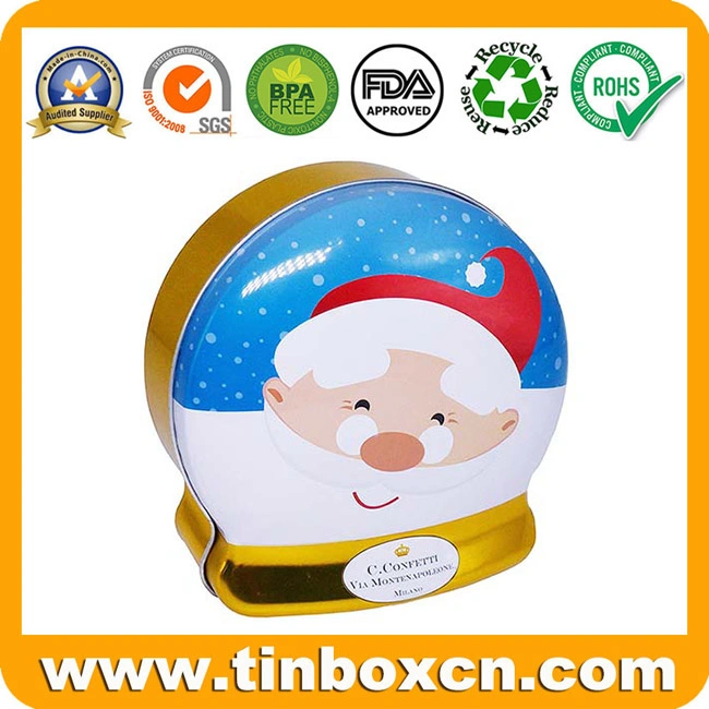 Decorative Metal Tin Can Christmas Chocolate Tin Box with Golden Bottom for Xmas Festival Gift Candy