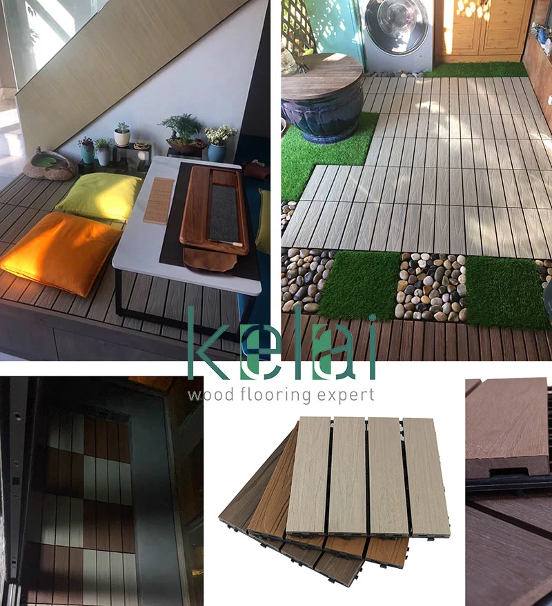 Best Price Made in China Home Decoration Building Material Bathroom Kitchen Flooring Tile Wood Plastic Composite WPC DIY Decking Tile with Plastic Base Decking