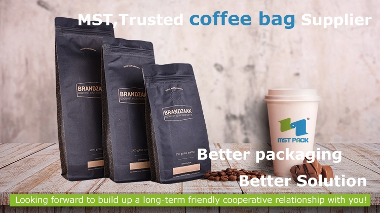 Tin Tie Coffee Package with Laminated Block Bottom Coffee Valve Bags