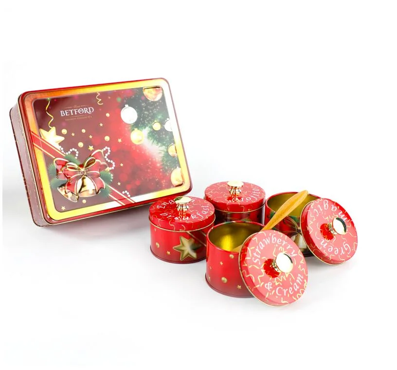 Custom New Small Gift Rectangular Round Metal Tin Box for Tea Package