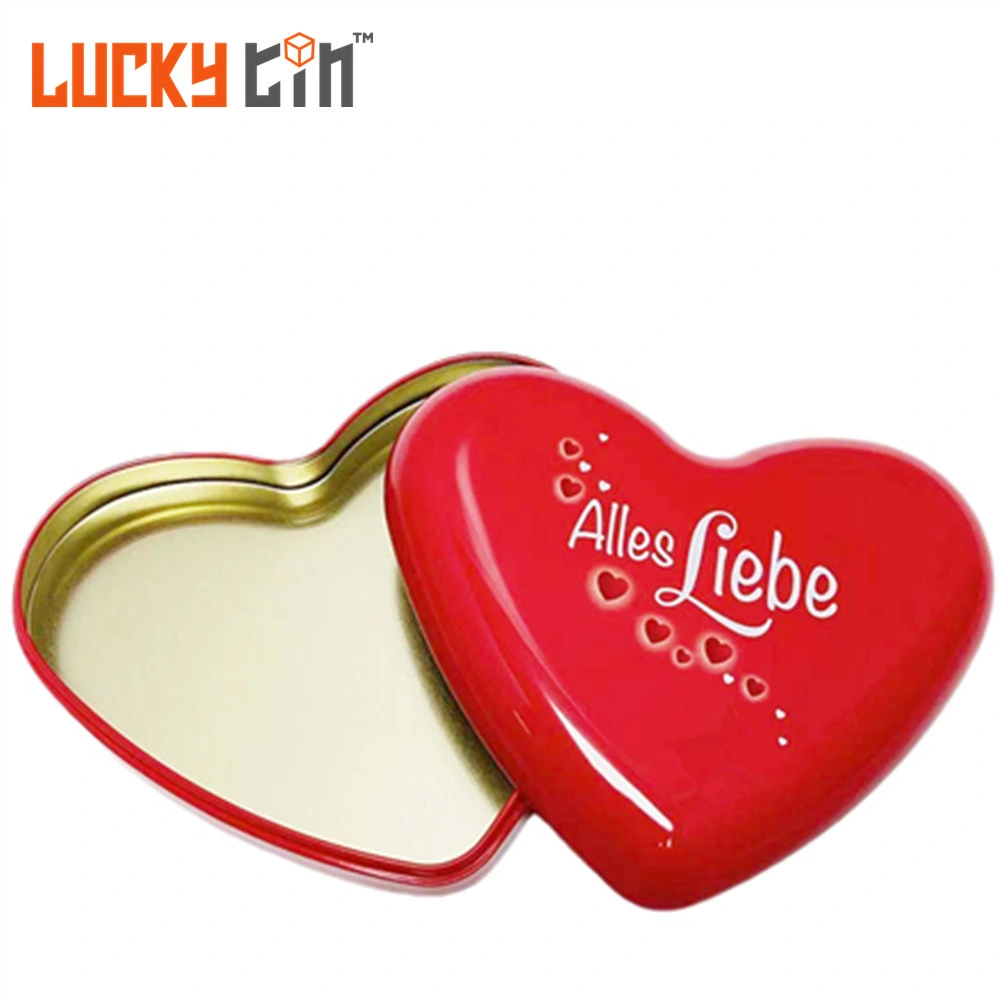 Custom Tinplate Valentine Day Packaging Black Heart Shaped Metal Box Food Packaging Vold Tin Jar