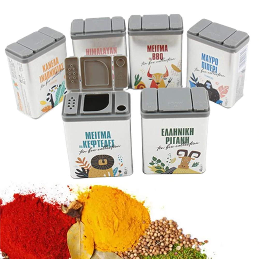 Factory Wholesale Seasonings Can Packaging Empty Rectangular Flip Metal Container Food Grade Spice Tin Box with Lid