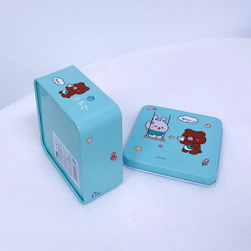 Cartoon Retro Mini Hairpin Accessories Square Tinplate Storage Tin Box