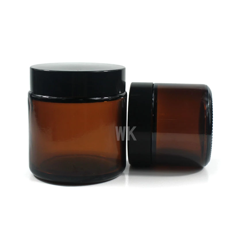 Empty 30ml 60ml100ml Amber Round Glass Candle Jar Container with Metal Lid Candle Glass Jar