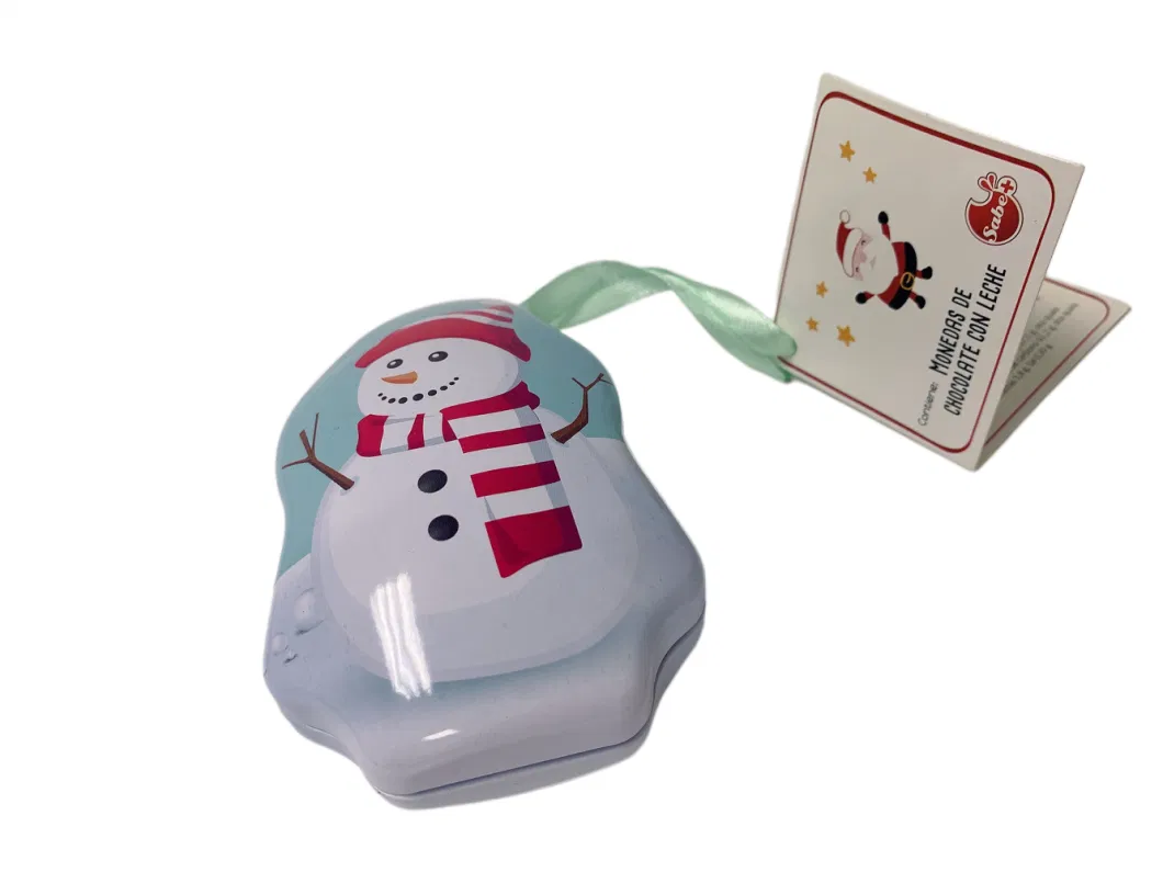 Food Safe Snow Man Shaped Candy Tin Box Metal Tin for Candy Mint Tin Can Small Sweet Tin Box Candy Mint Box
