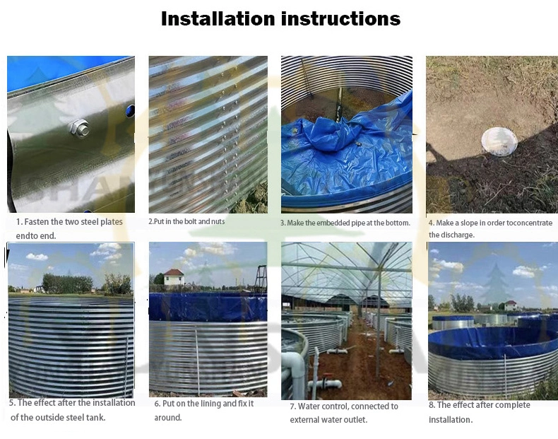 Round Hot Galvanized Steel Fish Farm Pond with PVC and HDPE Lining
