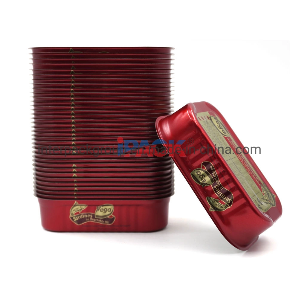 311# Wholesale Food Tin Can Manufacturer Supply 125g Club Can for Sardine Square Tin Can with Eoe Lid