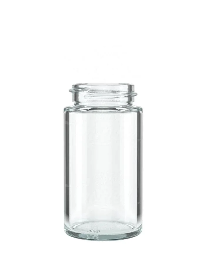 39mm Custom Logo Printing Wide Mouth Straight Sided Clear Glass Container Jars for 5packs Pre-Rolls