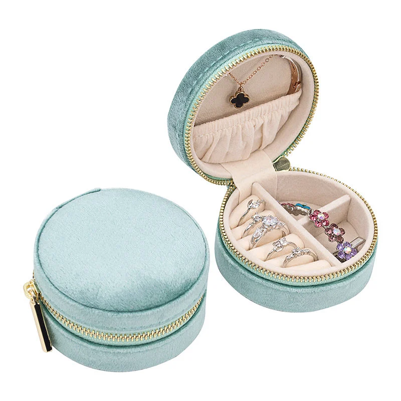 Small Round Travel Jewellery Boxes Organizer Velvet Jewellery Storage Case Jewelry Box