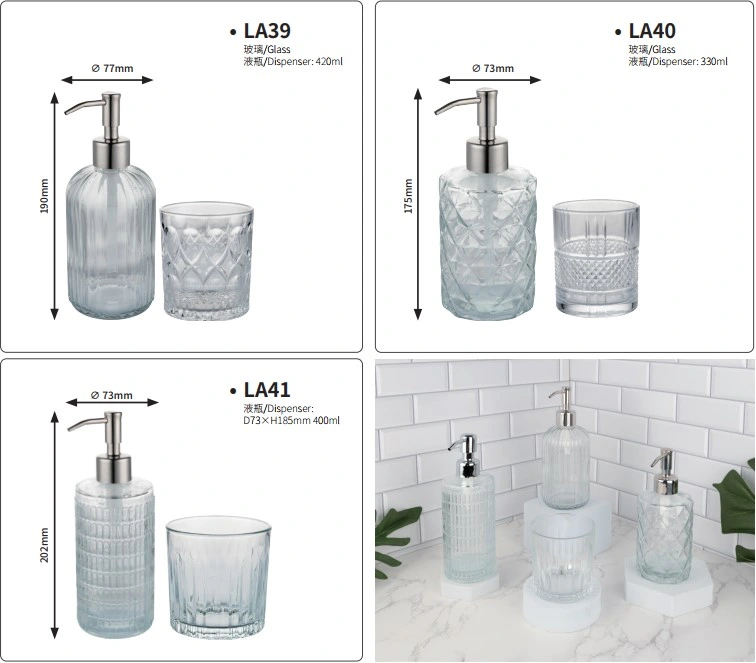 450ml Bathroom Shower Gel Refillable Lotion Dispenser Glass Cosmetic Packaging Bottle