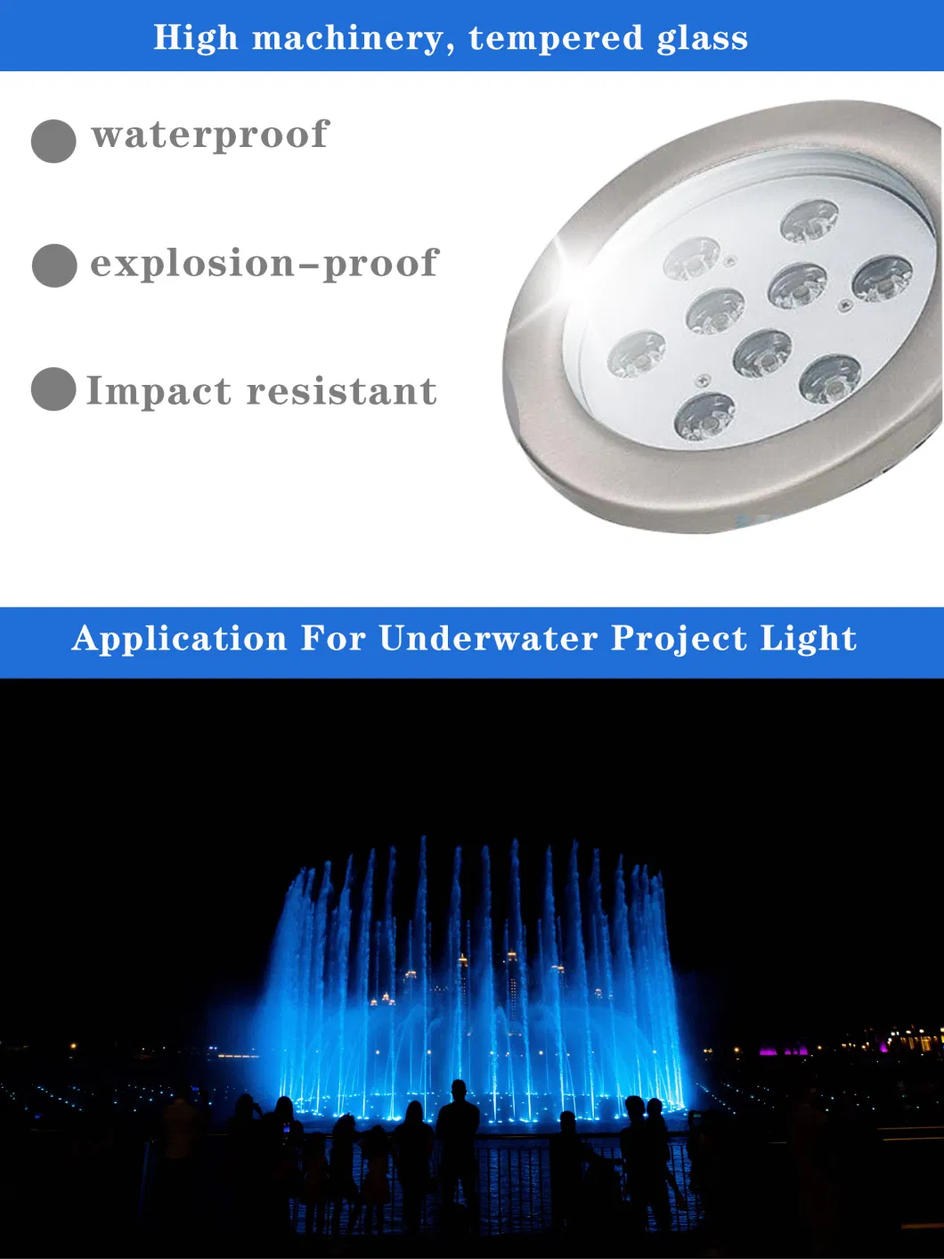 Factory Supply 6W Standing Light Waterproof Light 304 Stainless Steel IP68 Underwater Illumination LED Underwater Spot Light