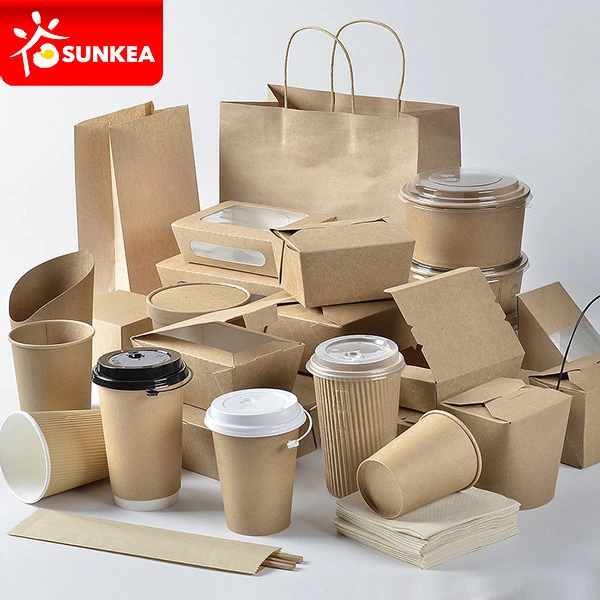 800ml 900ml 1000ml Disposable Takeaway Biodegradable Printed Paper Fast Emballage Food Packaging Box