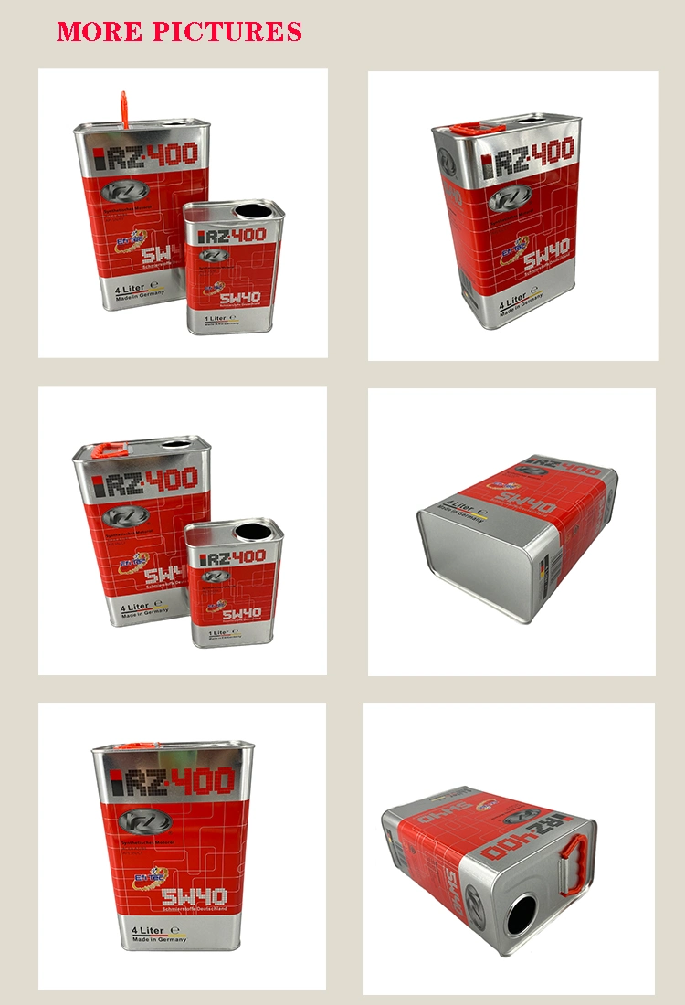 1L 4L Chemical Motor Oil Square Tin Can F Style Container with Lid and Handle Custom Logo OEM