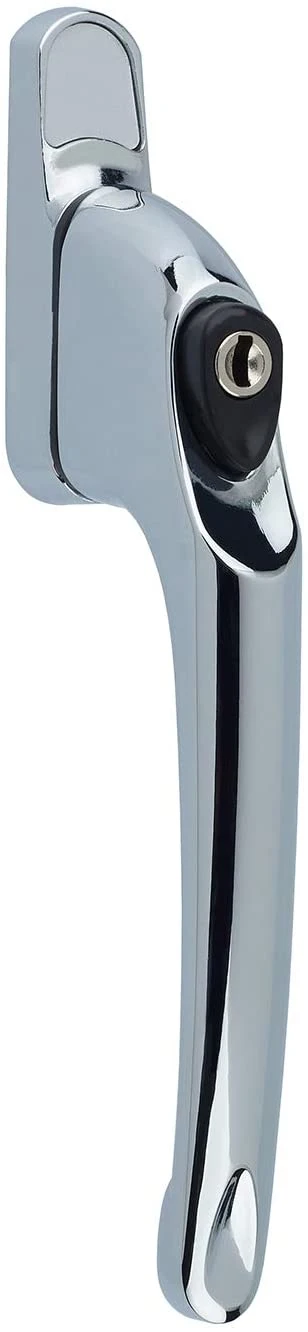 2 Heather UK Silver Childproof Chrome UPVC Replacement Window Handle Double Glazing Universal Inline Lockable Lock