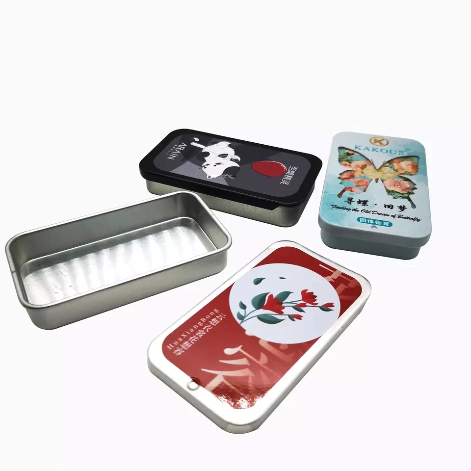 Good Quality Rectangular Aluminium Tin with Sliding Lid Custom Multicolor Slide Tin Box Hot Sale Slide Top Metal Tins